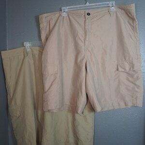 Magellan Outdoors Mens Khaki Bundle (2) Cargo Fishing Casual Shorts Size 42